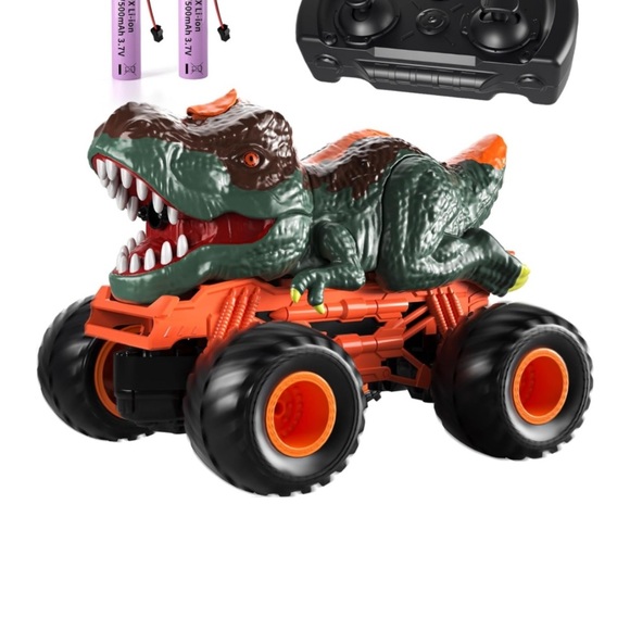 Dinosaur Remote Control Monster Truck - Green and Orange. - Picture 1 of 8